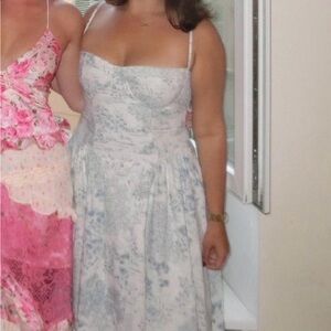 Floral Blue and White Dress